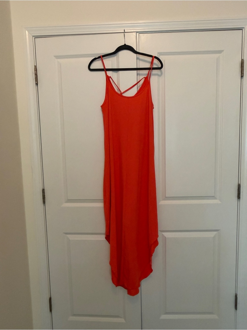Red Sleeveless Slip Dress with Strappy Back